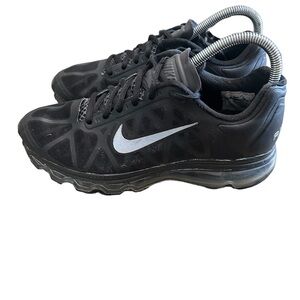 Nike Air Max+  Black Metallic Silver Lace Up Athleisure Comfy Athletic Shoes